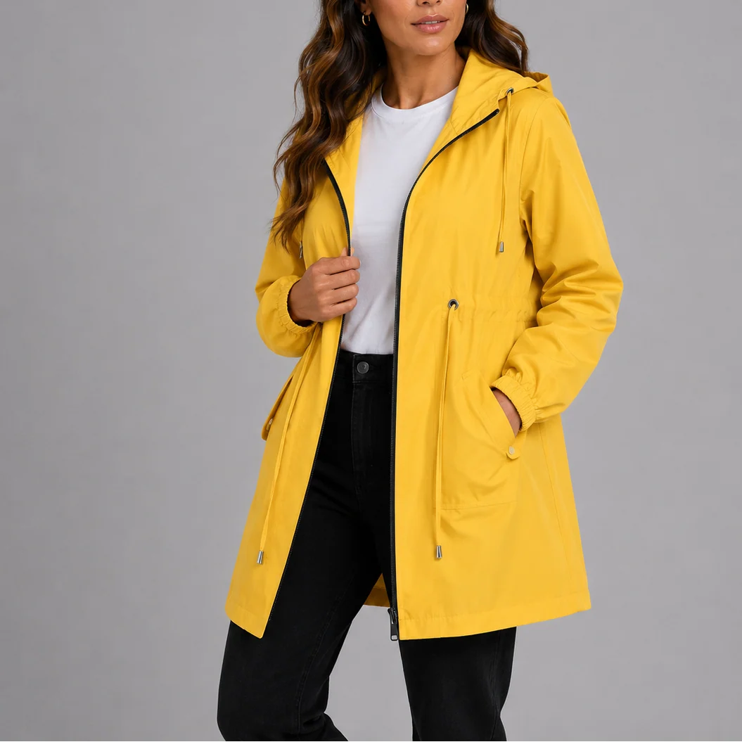 Lightweight Waterproof Women's Rain Coat with Adjustable Hood 6