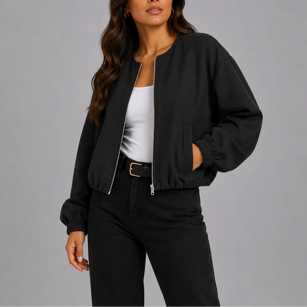 Lightweight Women's Bomber Jacket with Practical Pockets 1