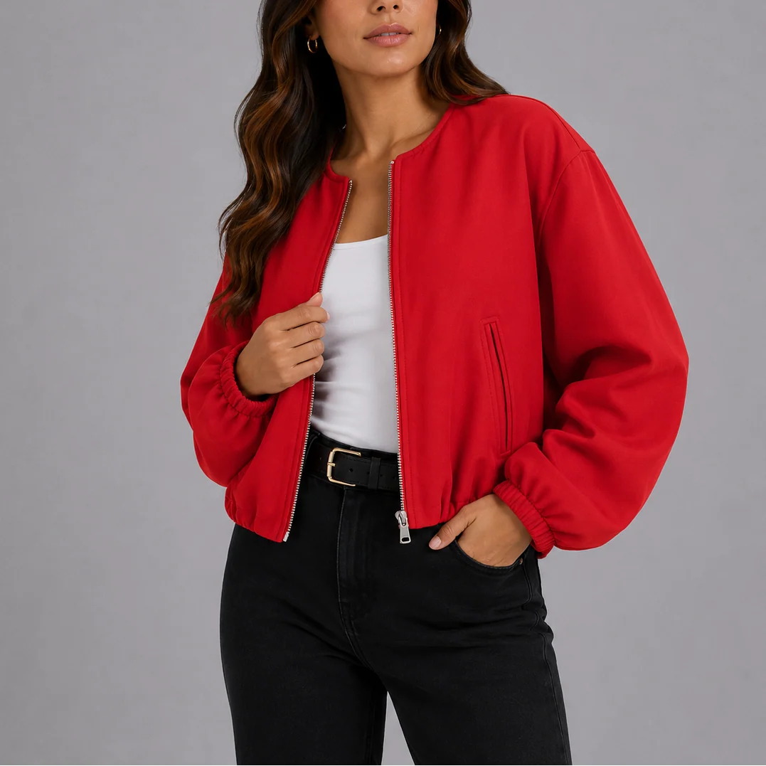 Lightweight Women's Bomber Jacket with Practical Pockets 4