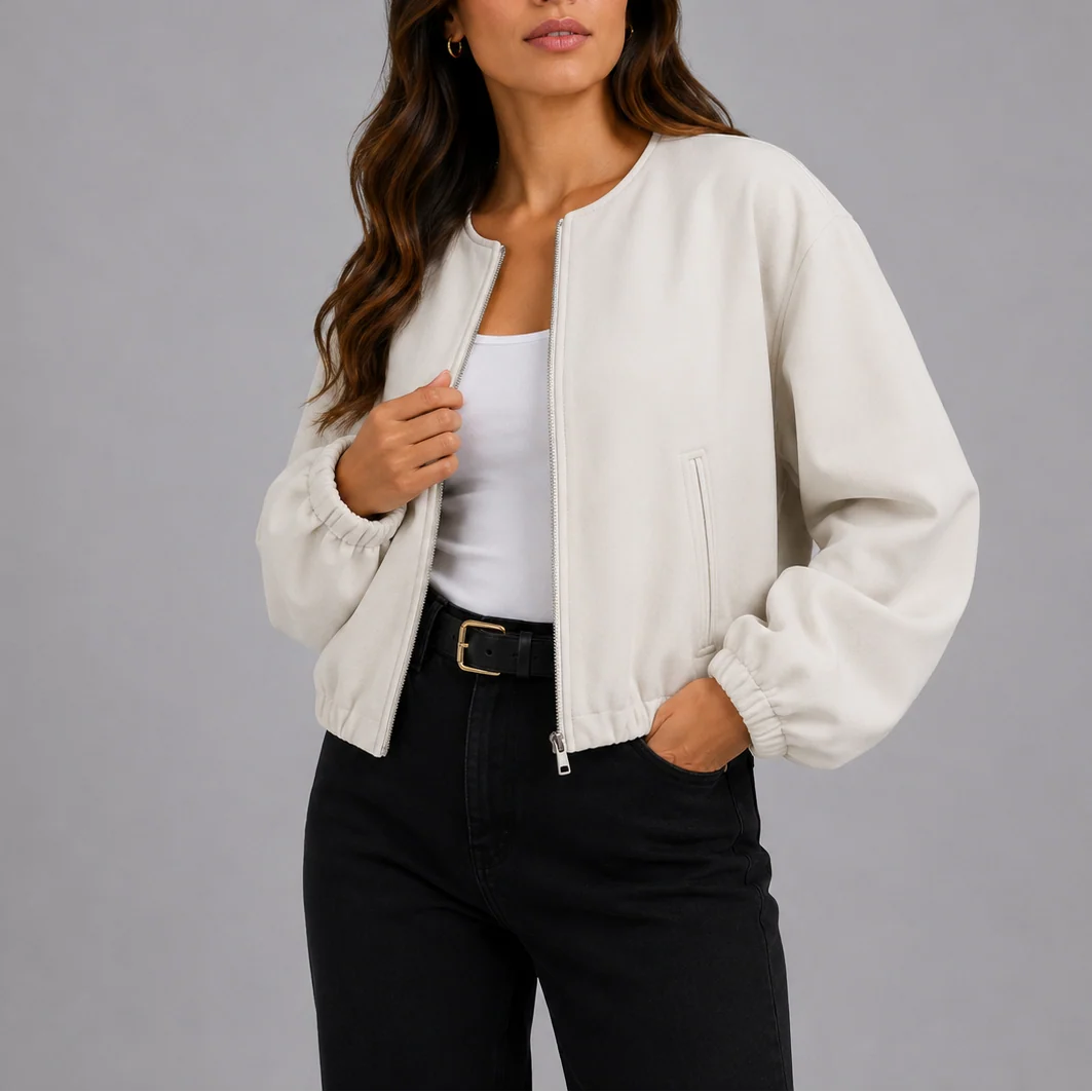 Lightweight Women's Bomber Jacket with Practical Pockets 2