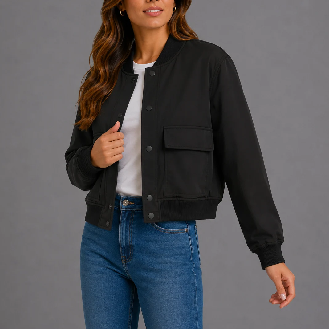 Lightweight Women's Casual Bomber Jacket with Functional Pockets 8
