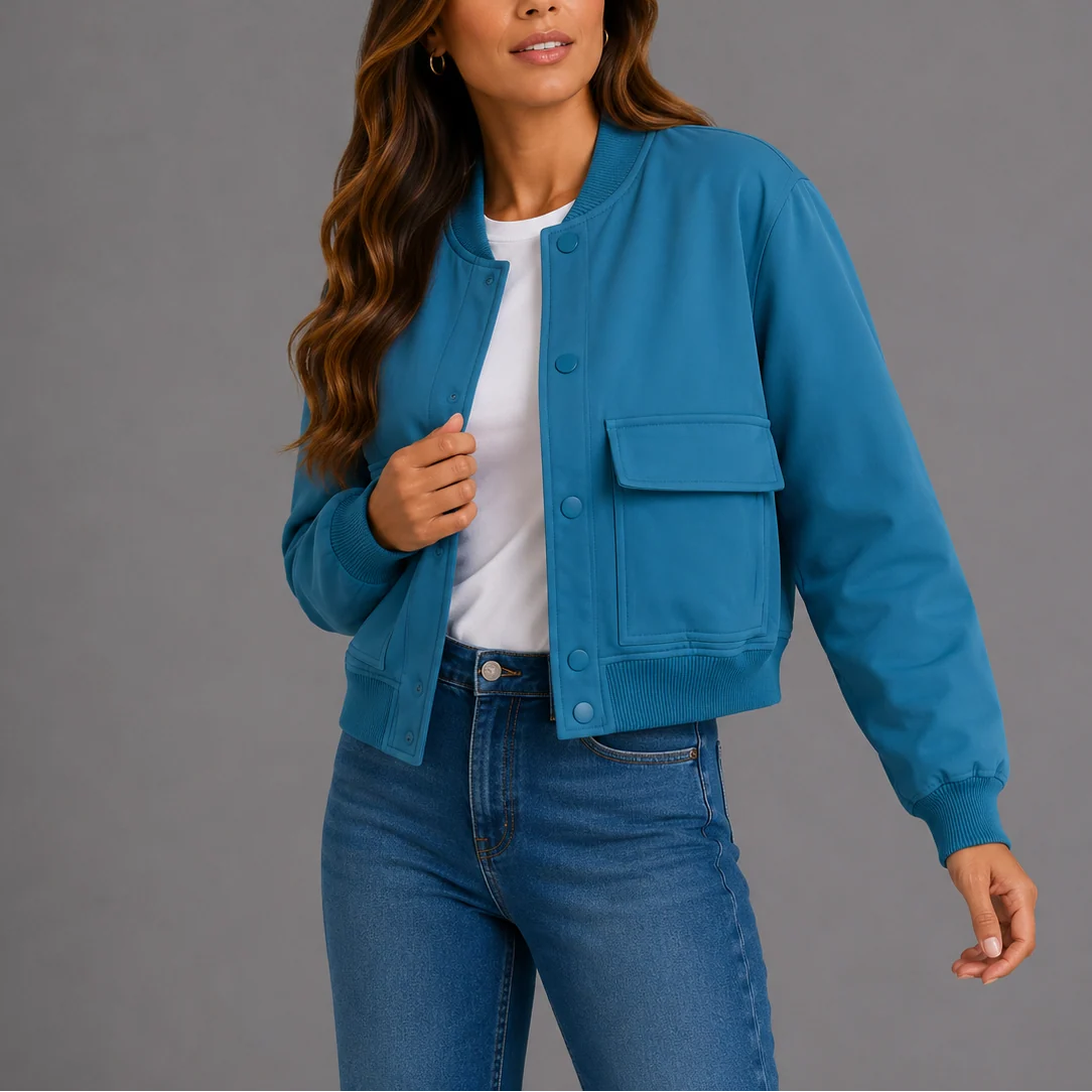 Lightweight Women's Casual Bomber Jacket with Functional Pockets 6