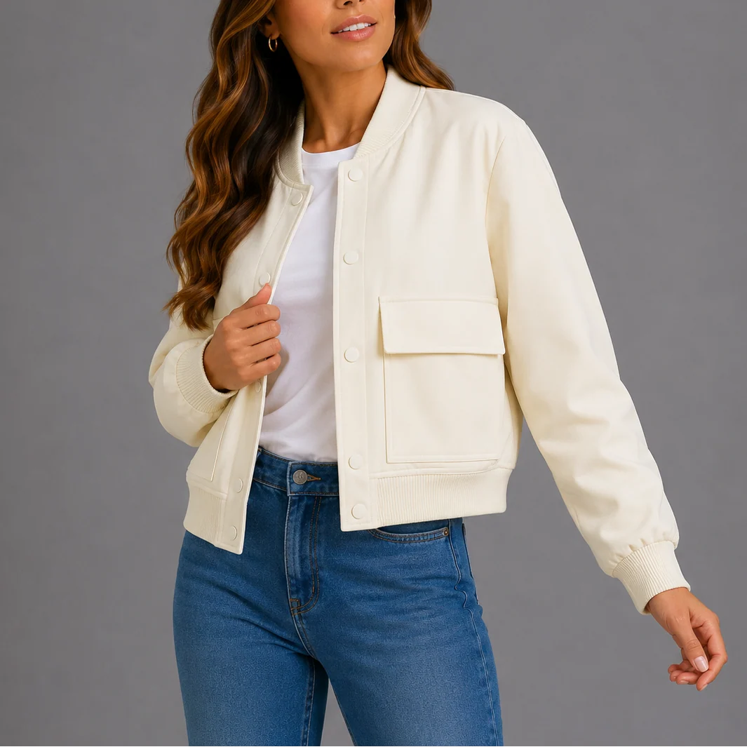 Lightweight Women's Casual Bomber Jacket with Functional Pockets 7