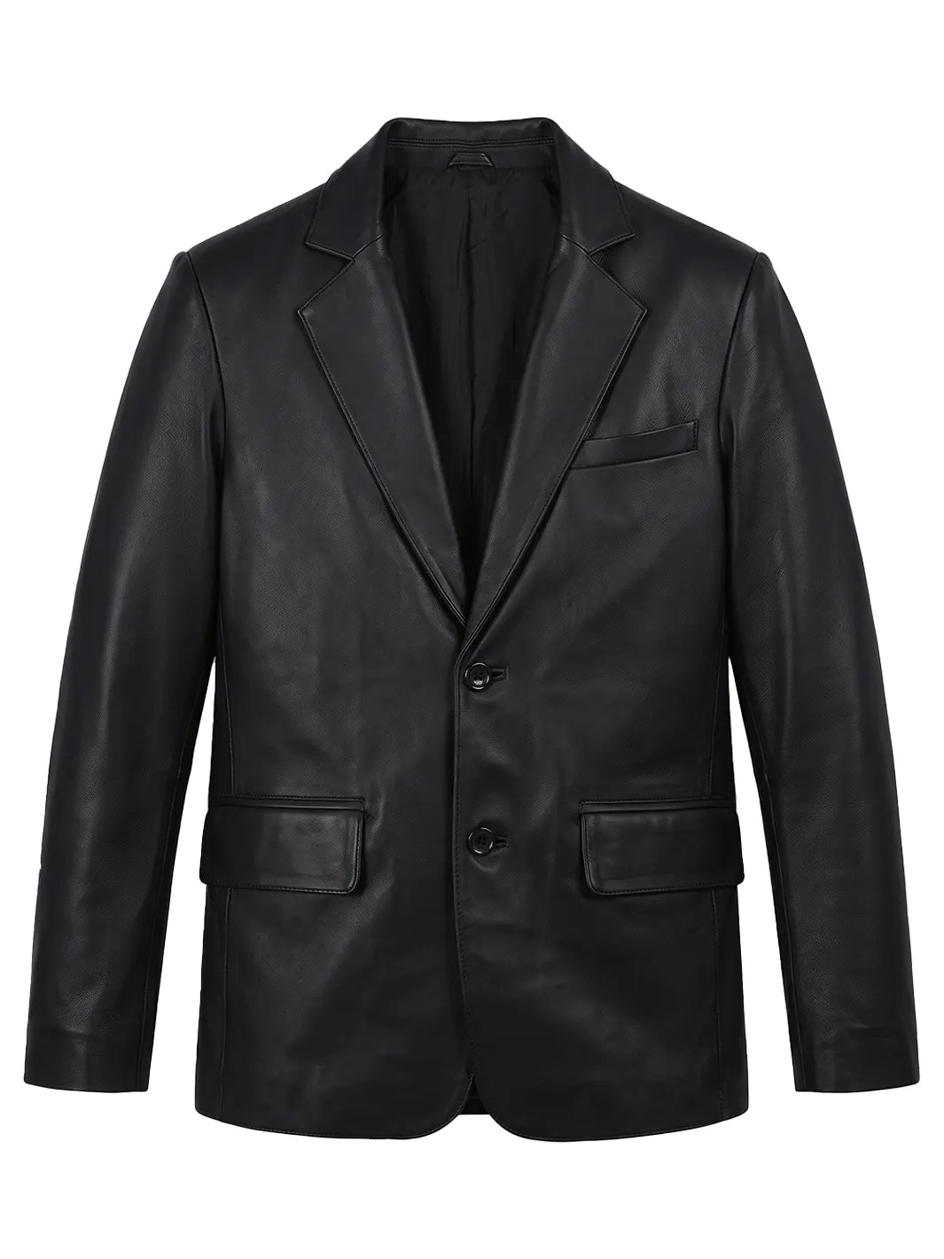 Men's Black Lambskin Leather Blazer with Tailored Design 2