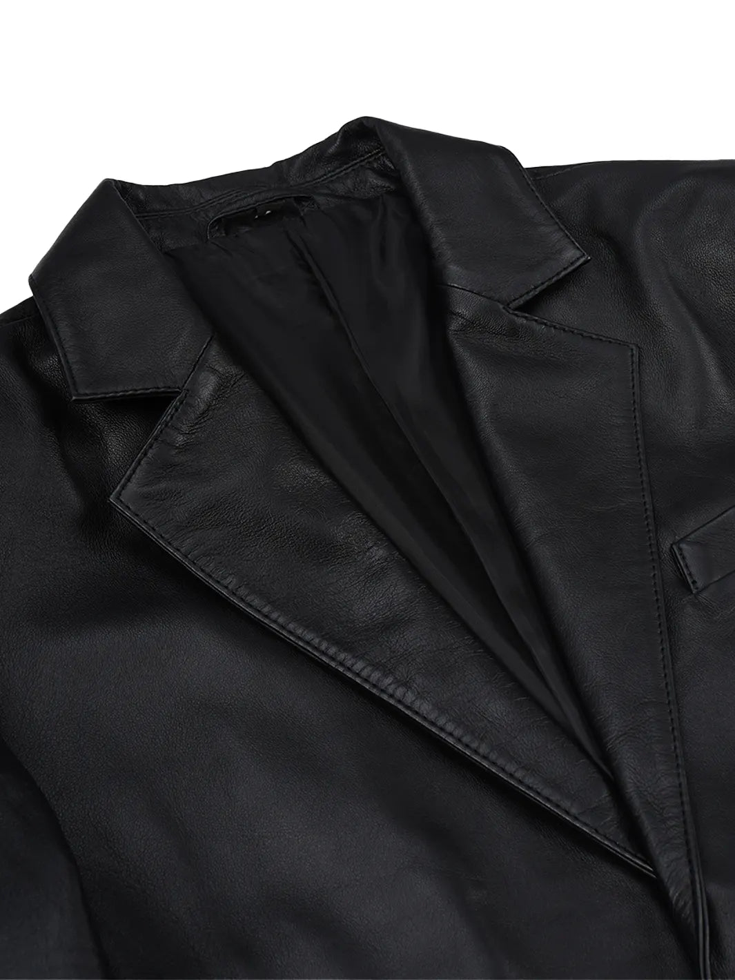 Men's Black Lambskin Leather Blazer with Tailored Design 4