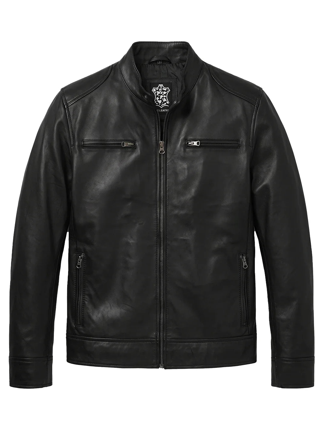 Men's Black Lambskin Leather Cafe Racer Jacket 2