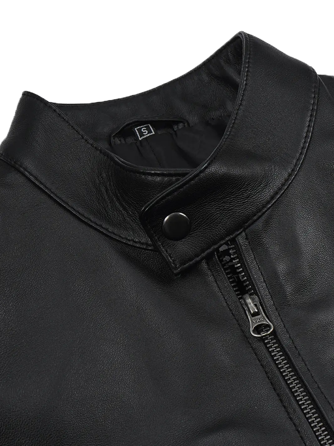 Men's Black Lambskin Leather Cafe Racer Jacket 4