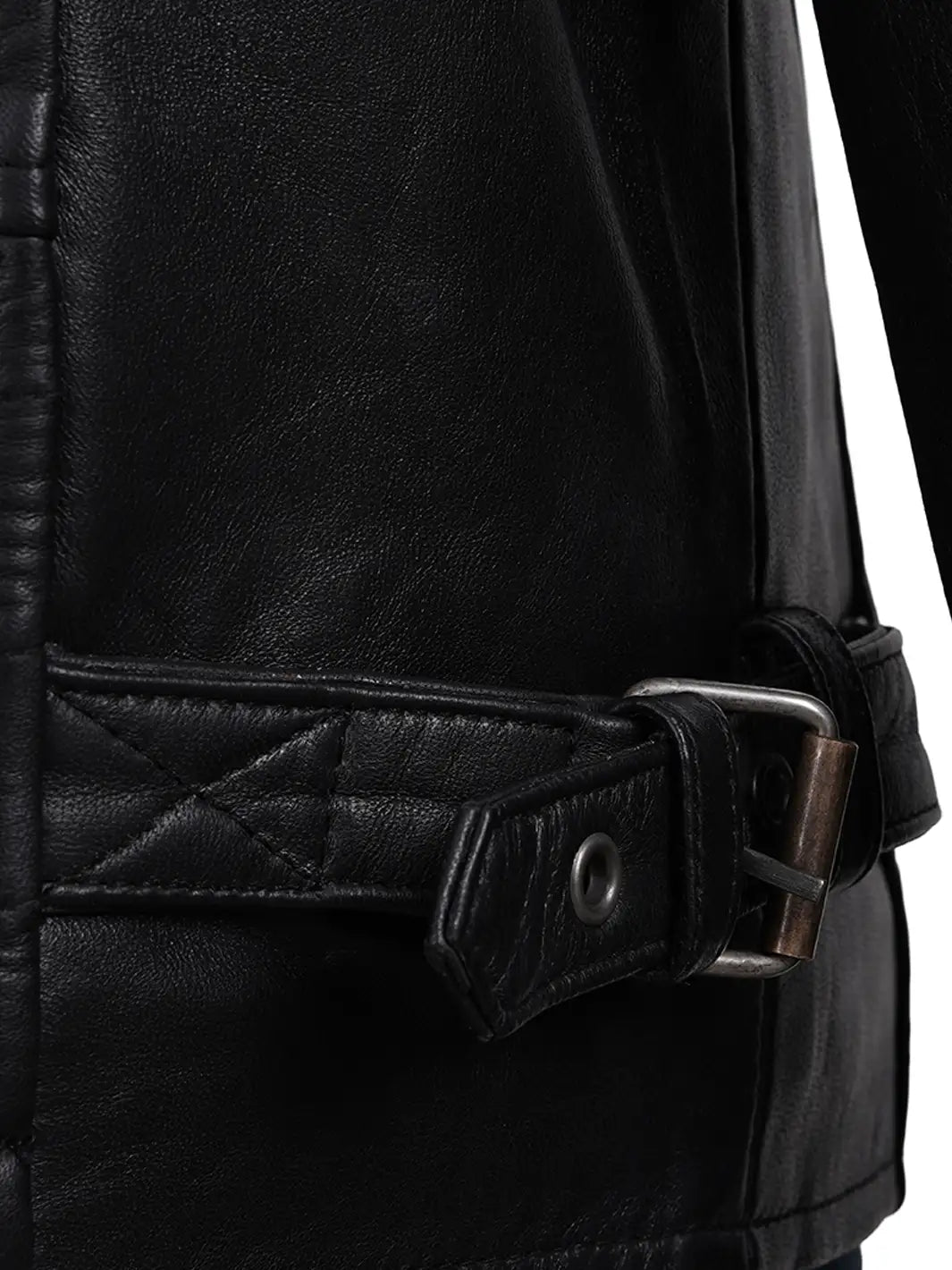 Men's Black Leather Cafe Racer Biker Jacket with Padded Shoulders 3