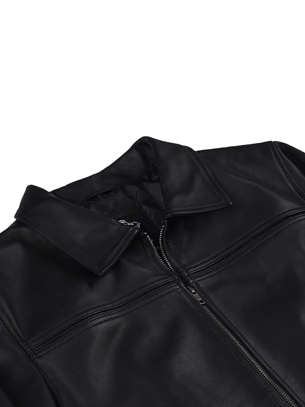 Men's Black Leather Harrington Jacket with Classic Fit 3