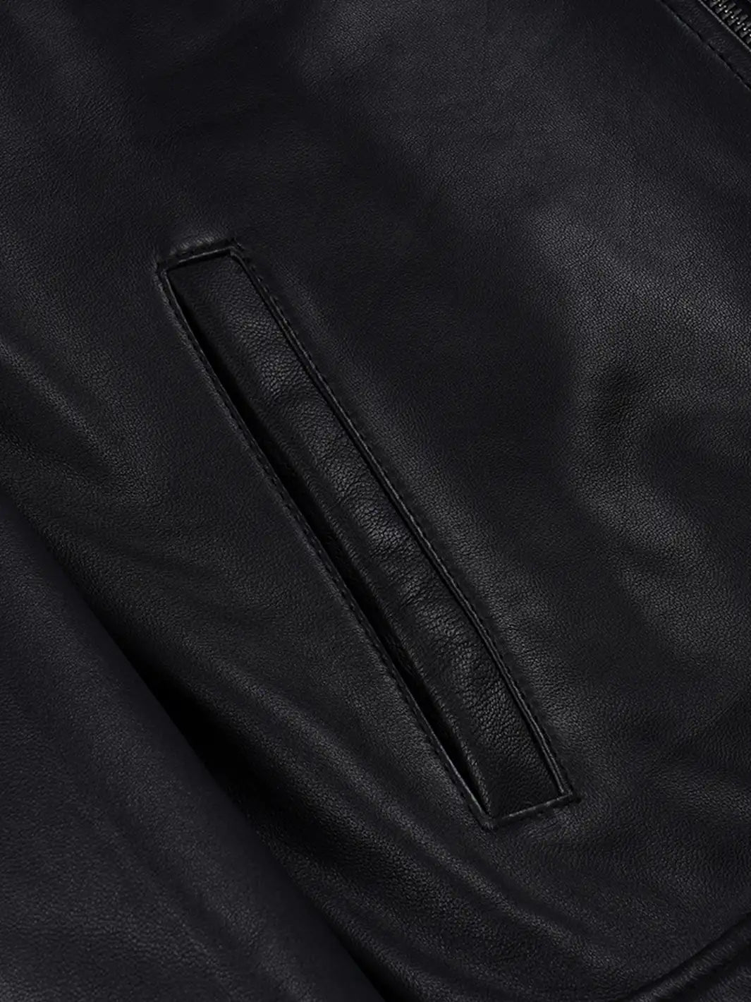 Men's Black Leather Harrington Jacket with Classic Fit 4
