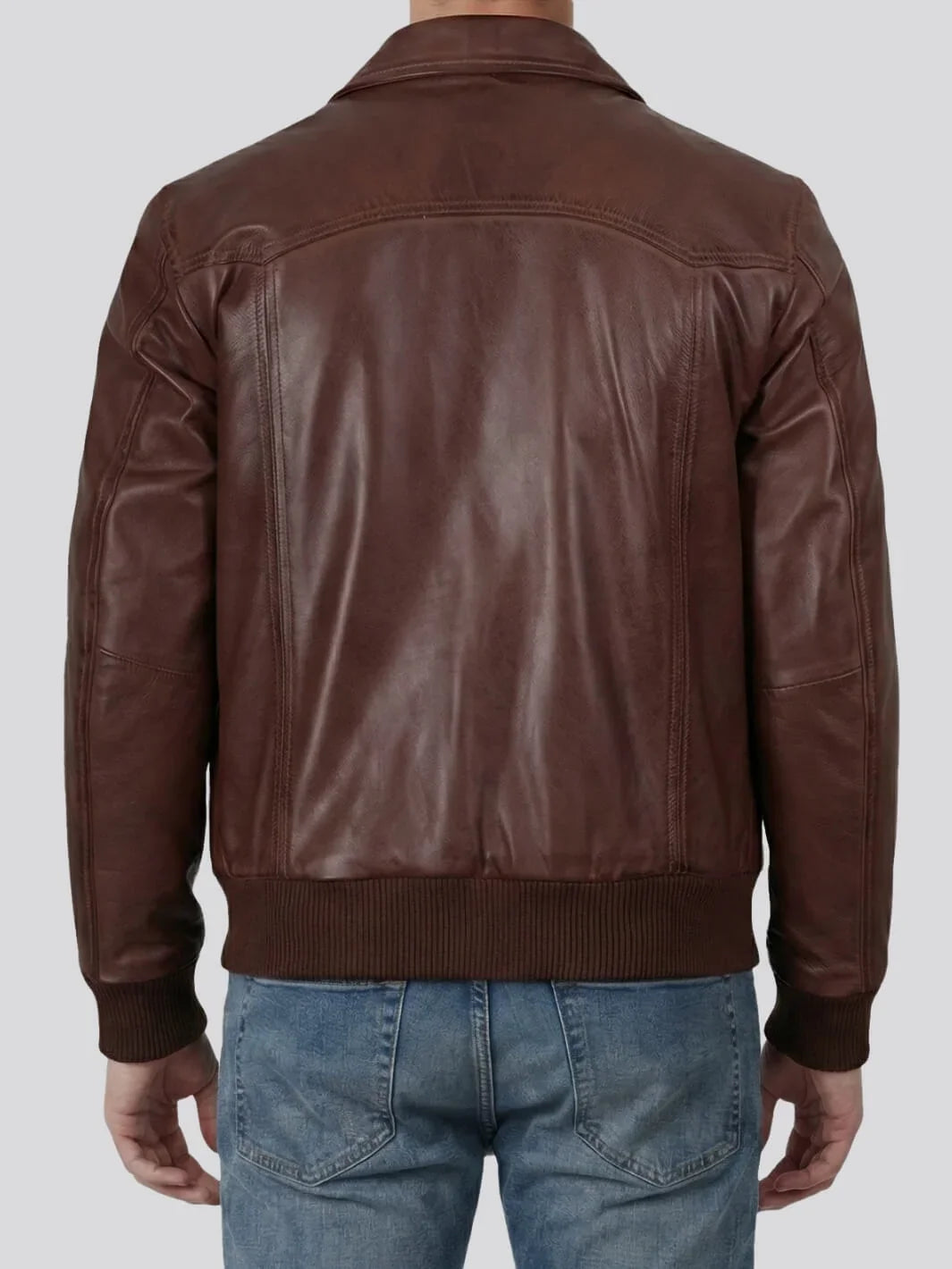 Men's Brown Lambskin Leather Bomber Jacket 2