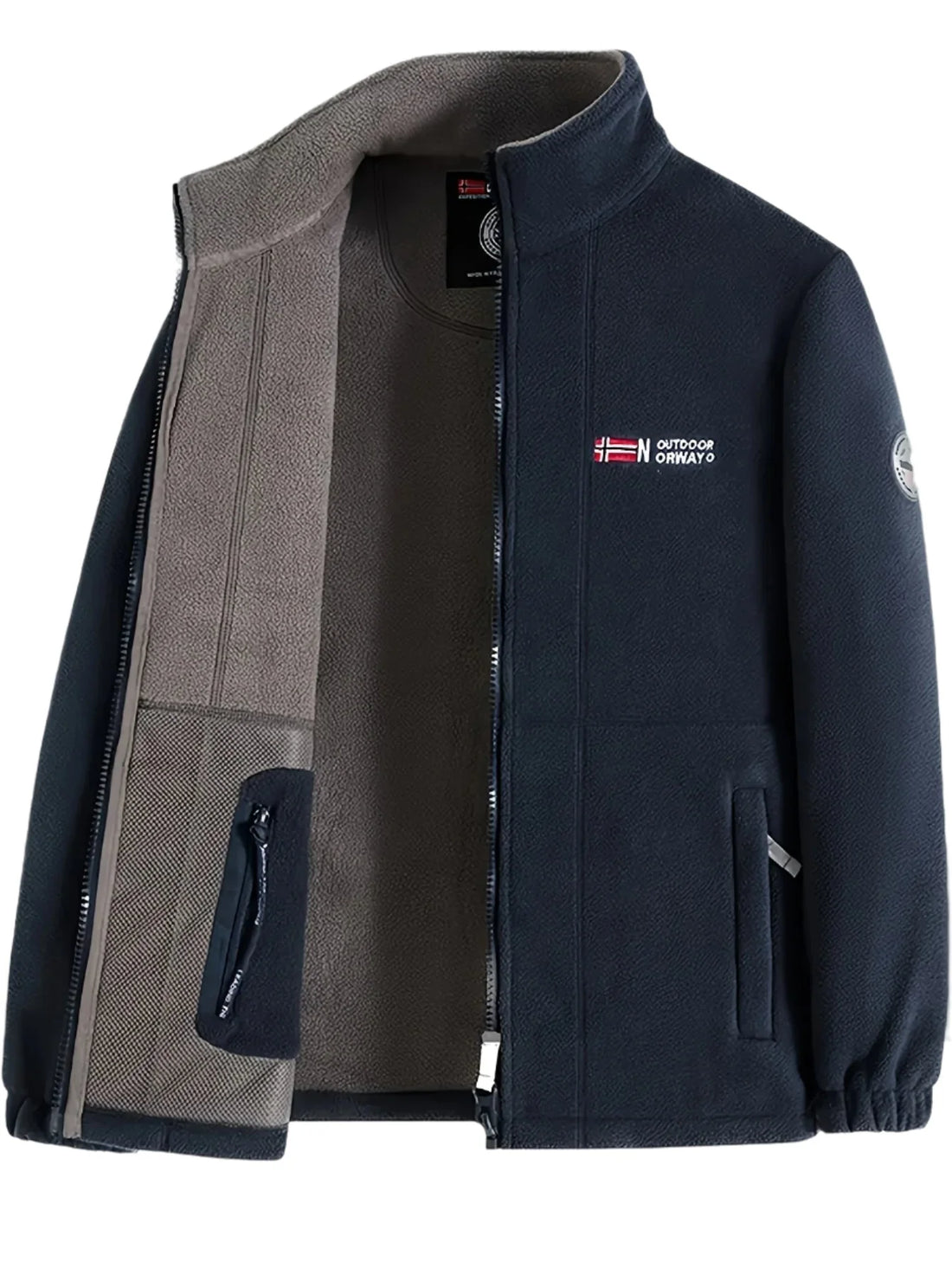 Men's Classic Fleece Jacket with Zip Closure and Side Pockets 0
