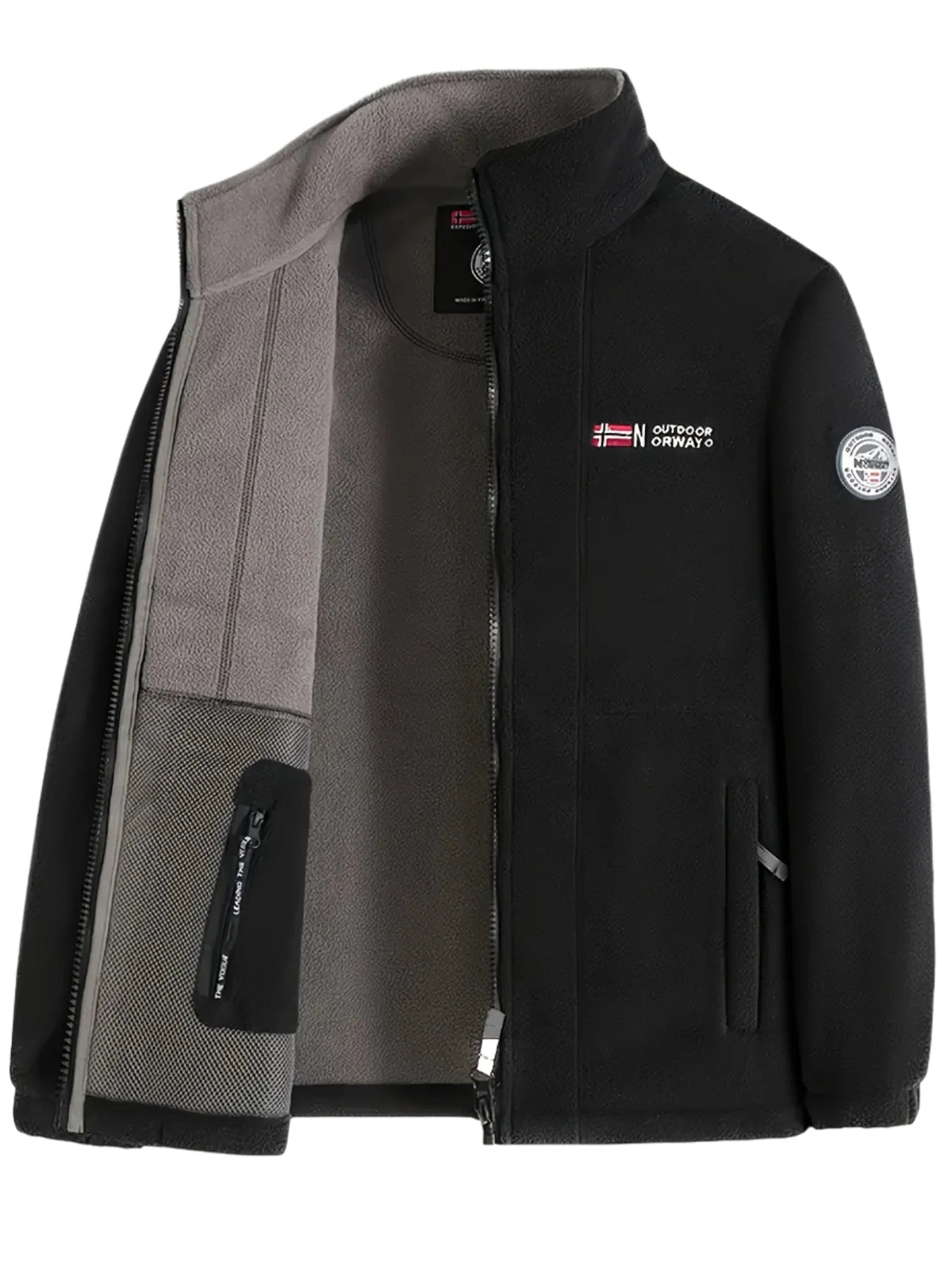 Men's Classic Fleece Jacket with Zip Closure and Side Pockets 7