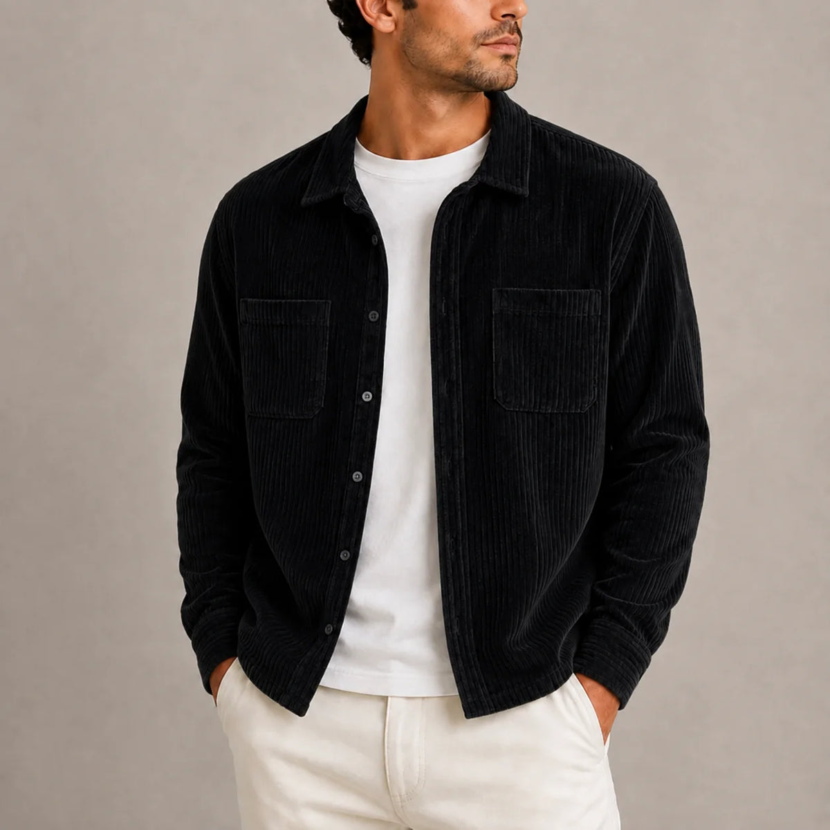 Men's Corduroy Overshirt Jacket with Chest Pockets 1
