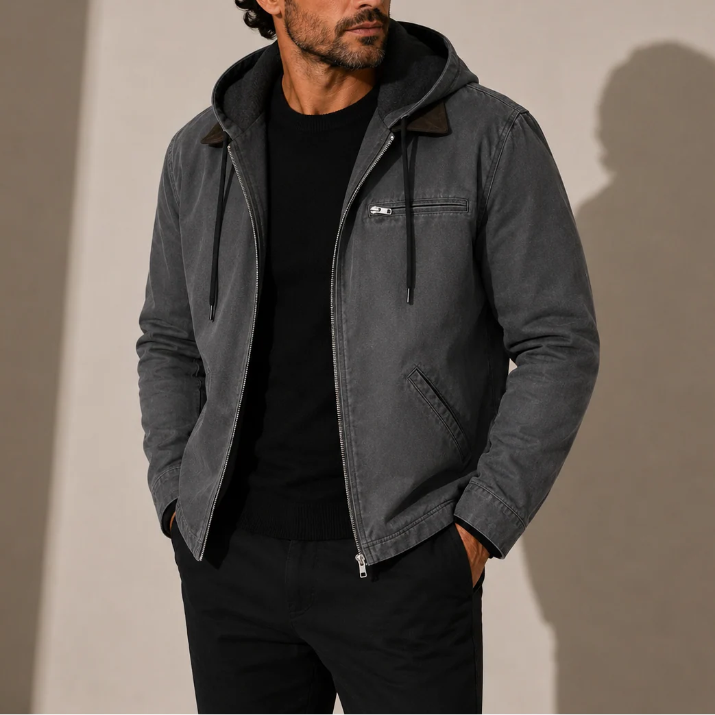 Men's Fleece Lined Hooded Zip Jacket 0