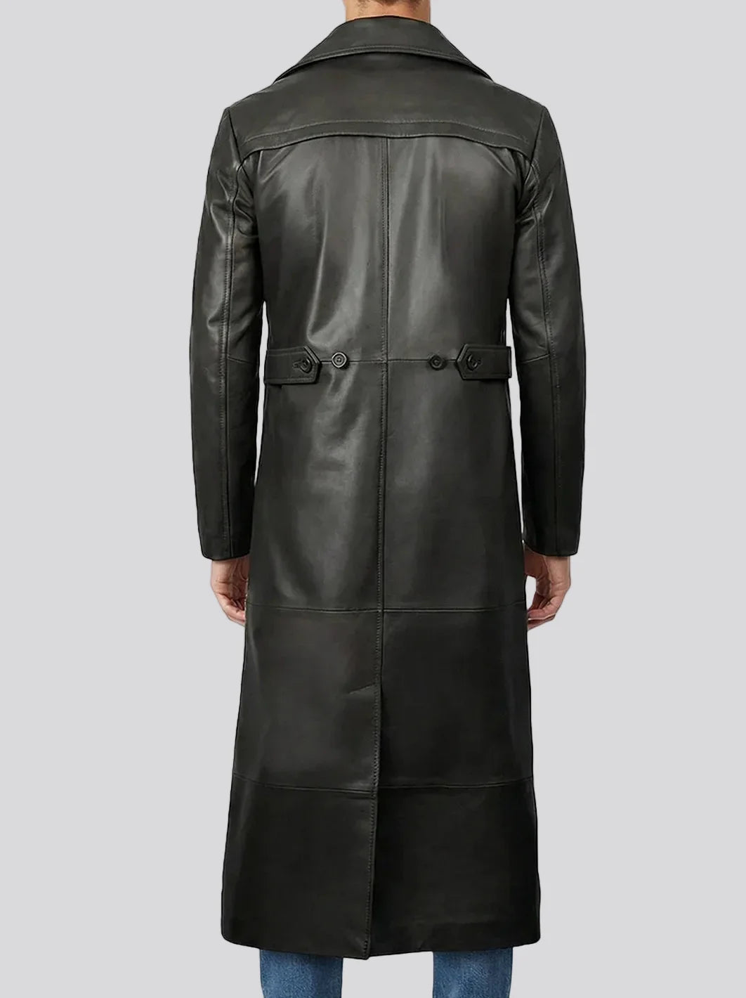 Men's Full-Length Black Lambskin Duster Coat 1