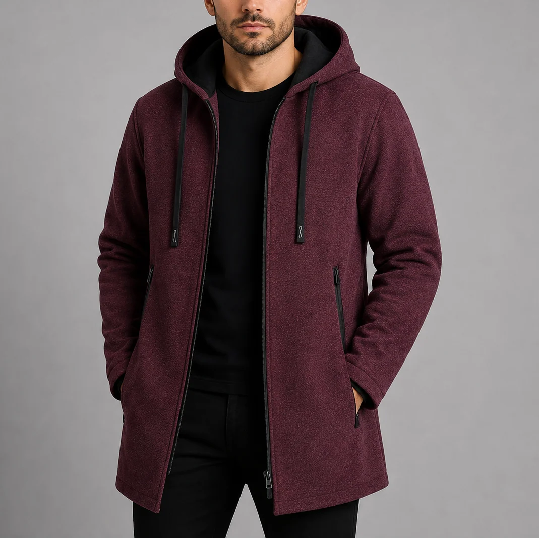 Men's Hooded Long Coat for Casual Outdoor Wear 2