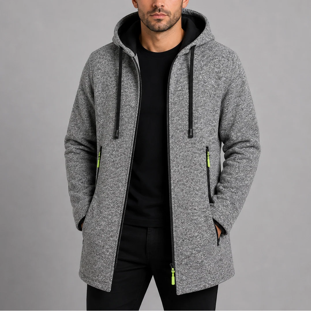 Men's Hooded Long Coat for Casual Outdoor Wear 4