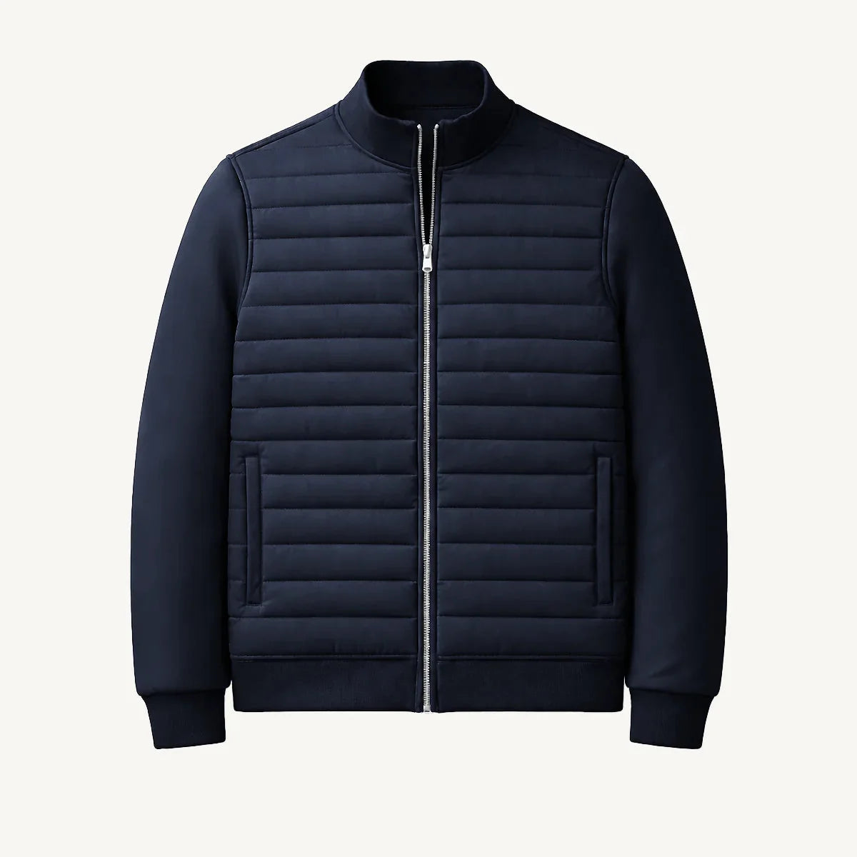 Men's Lightweight Quilted Bomber Jacket with Stand Collar 1