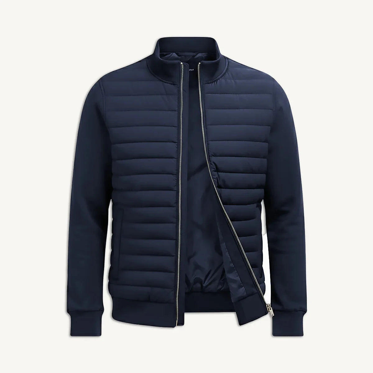 Men's Lightweight Quilted Bomber Jacket with Stand Collar 2