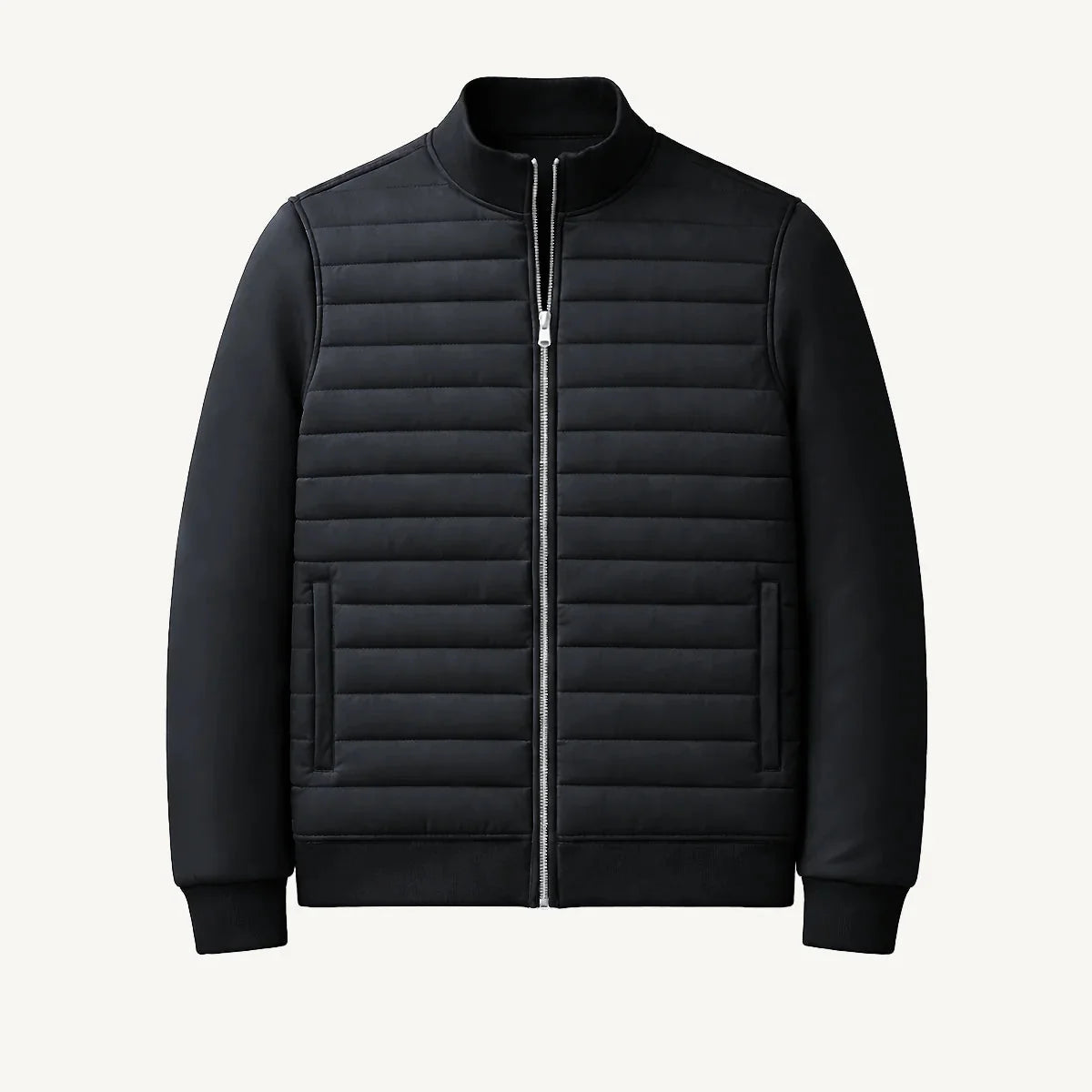 Men's Lightweight Quilted Bomber Jacket with Stand Collar 4