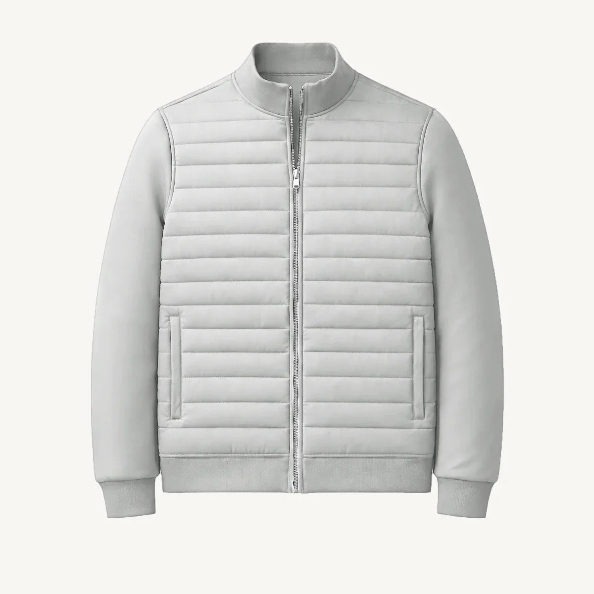 Men's Lightweight Quilted Bomber Jacket with Stand Collar 7