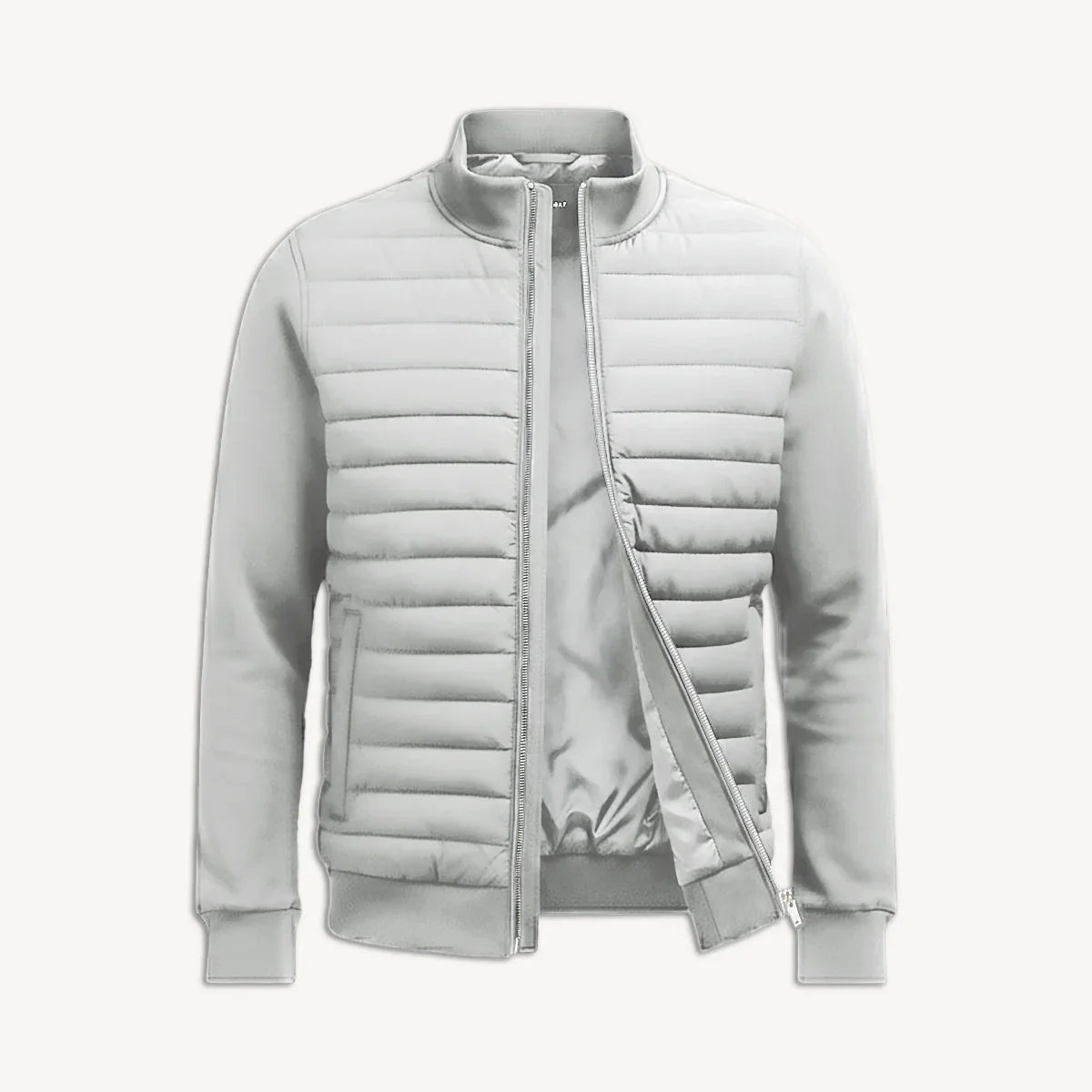 Men's Lightweight Quilted Bomber Jacket with Stand Collar 8