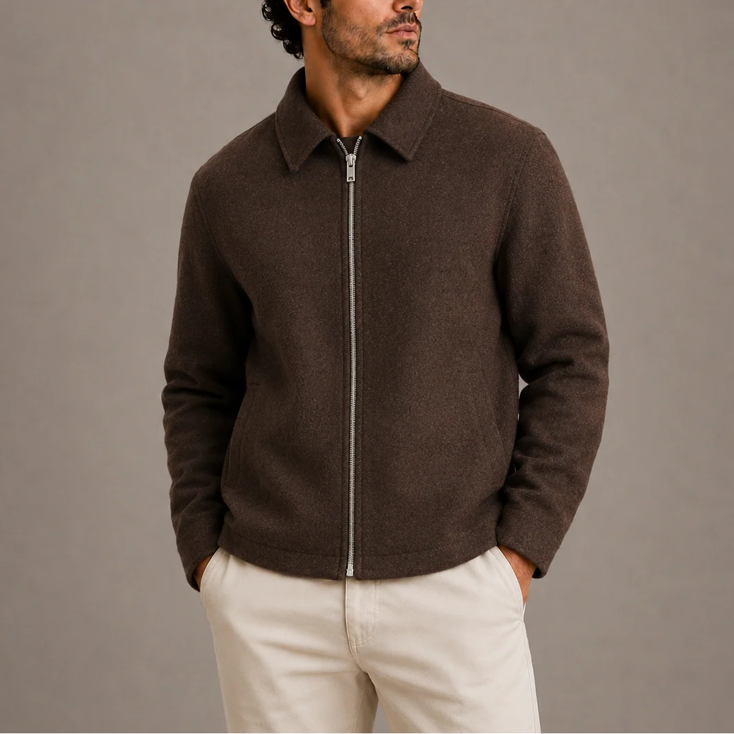 Men's Structured Collared Zip-Up Jacket 0