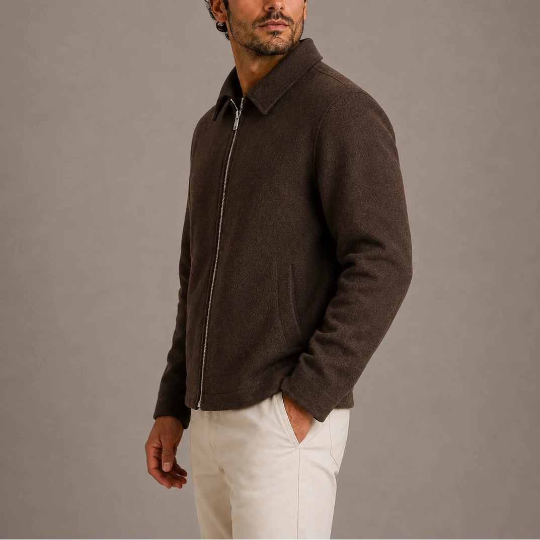 Men's Structured Collared Zip-Up Jacket 1