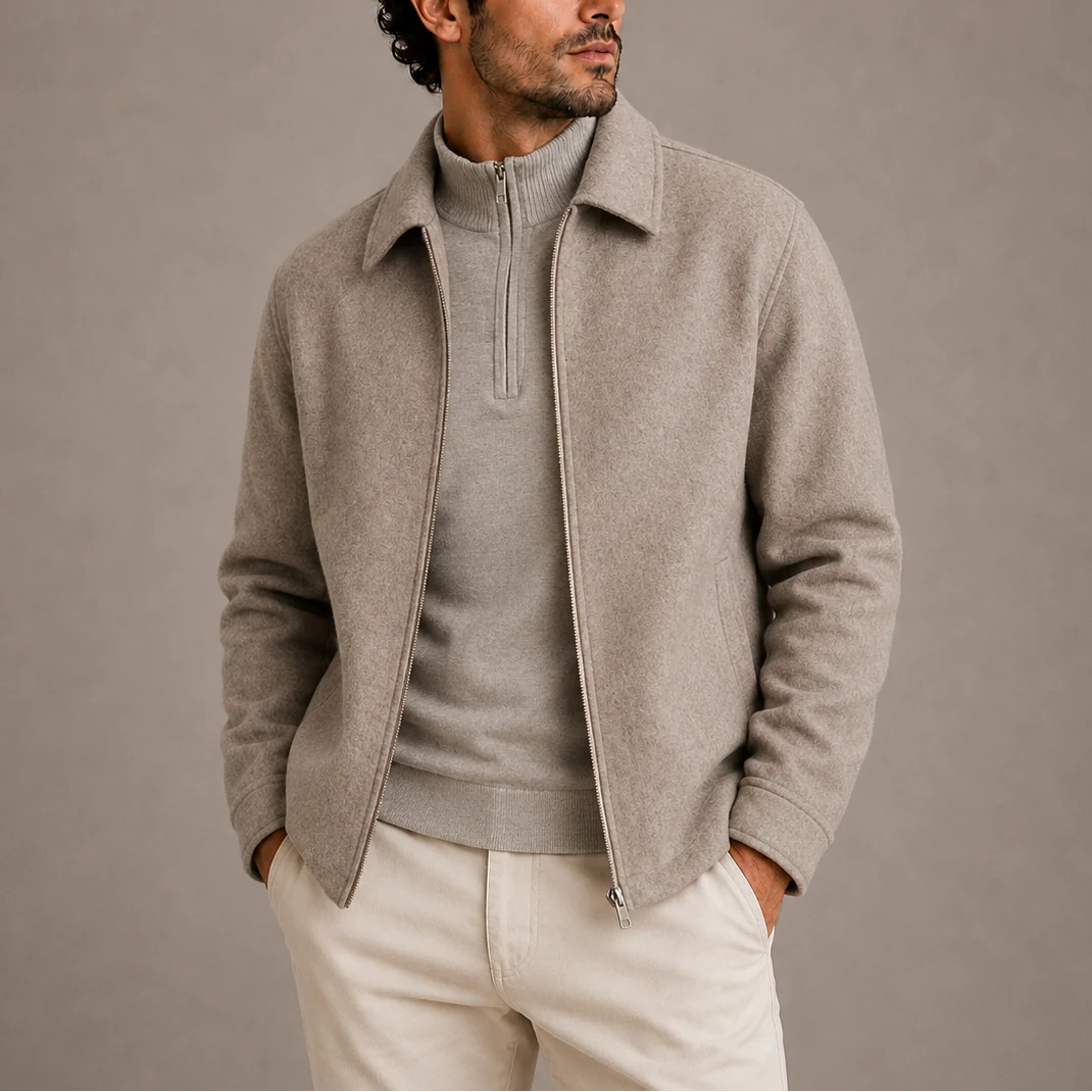 Men's Structured Collared Zip-Up Jacket 2