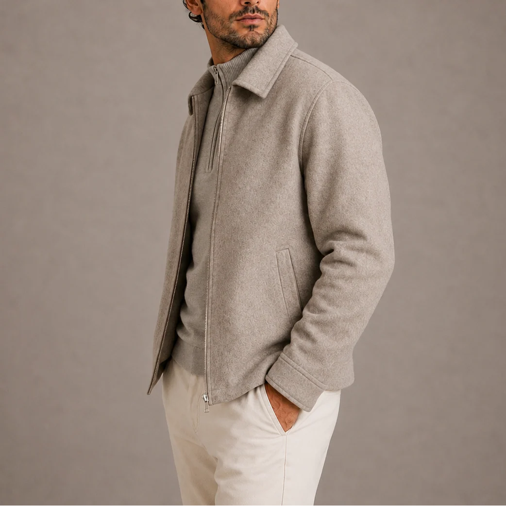 Men's Structured Collared Zip-Up Jacket 3