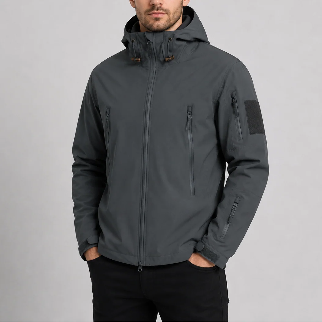 Men's Waterproof Softshell Tactical Jacket with Adjustable Hood 0
