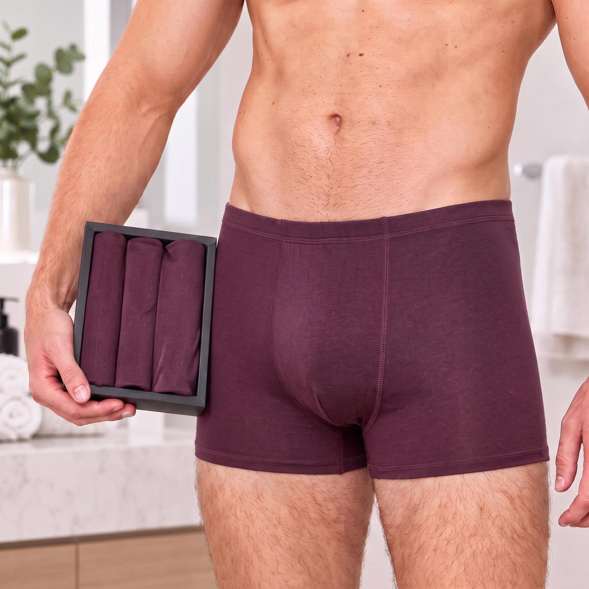Men's Silk Boxer Briefs Set of 3 Comfortable Underwear-Men's Underwear-Glompi-Glompi