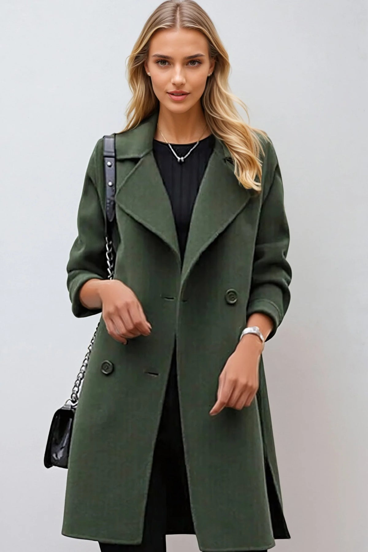 Mid-Length Women's Coat in Earthy Tones for Spring Styling 1