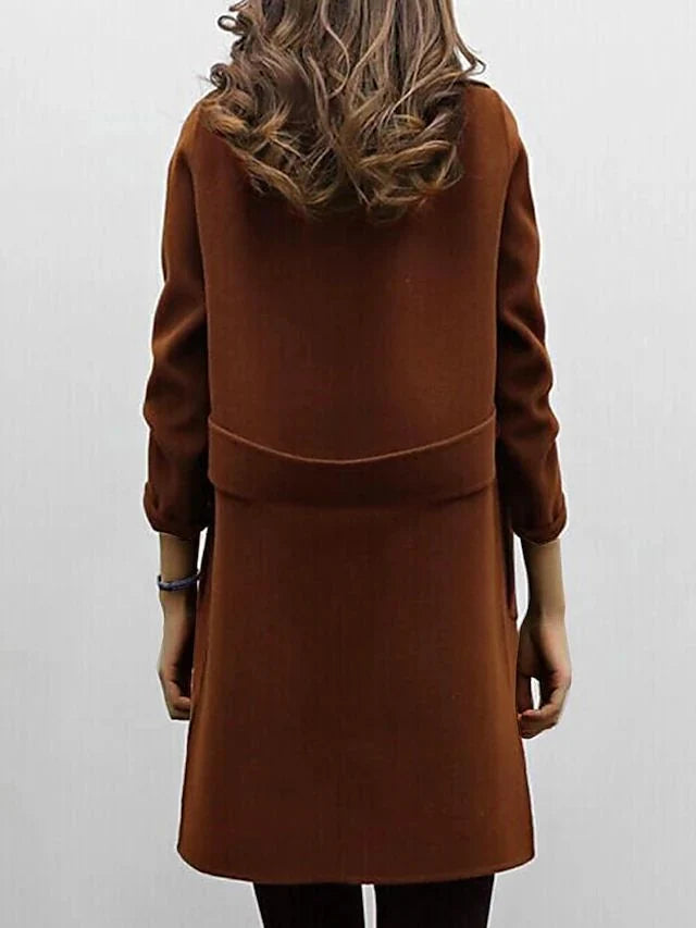 Mid-Length Women's Coat in Earthy Tones for Spring Styling 4