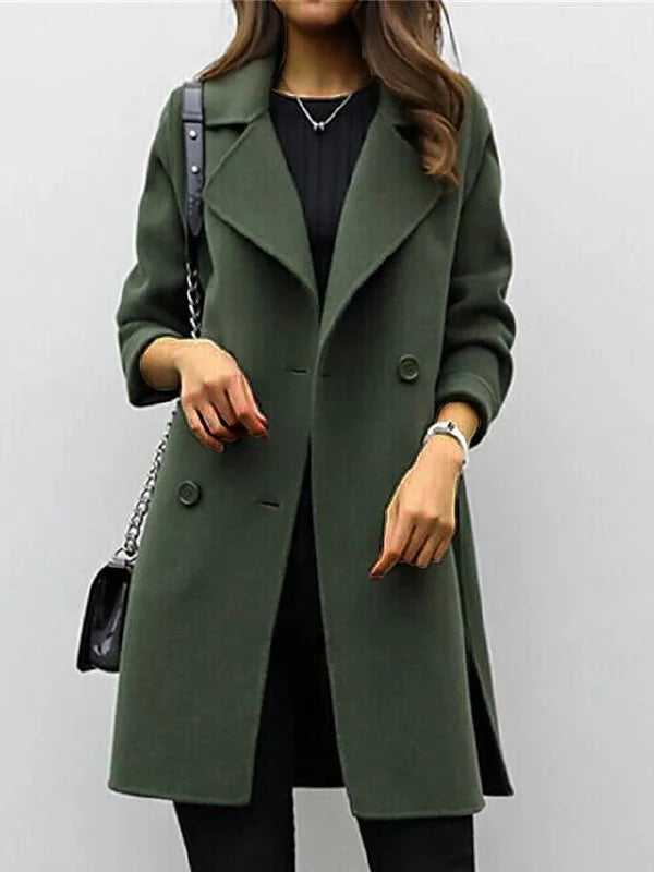 Mid-Length Women's Coat in Earthy Tones for Spring Styling 5