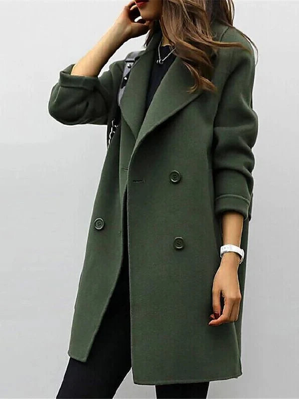 Mid-Length Women's Coat in Earthy Tones for Spring Styling 0