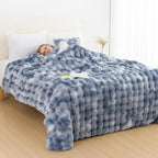 Milk Velvet Bubble Rabbit Plush Blanket - Double-Sided Coral Flannel for Comfort