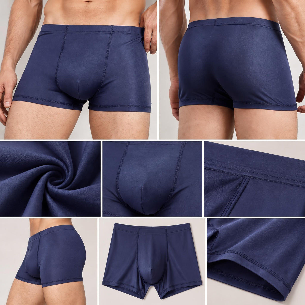 Mulberry Silk Mid-Rise Boxer Briefs for Men-Men's Underwear-Glompi-Glompi