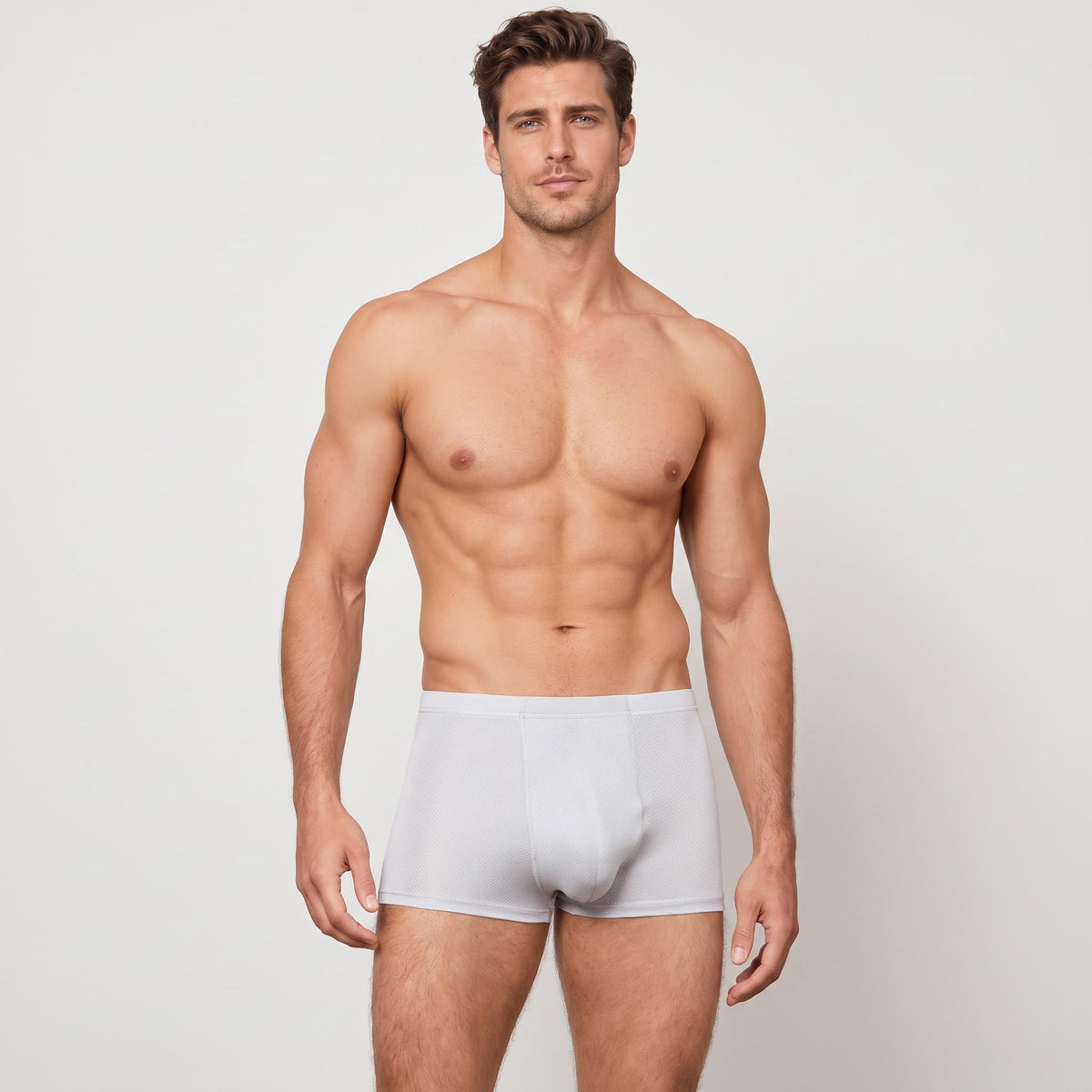 Mulberry Silk Mid-Rise Boxer Briefs for Men-Men's Underwear-Glompi-Gray-Extra Small-Glompi