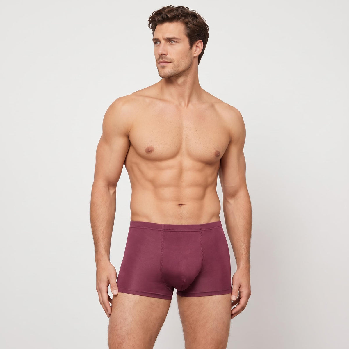 Mulberry Silk Mid-Rise Boxer Briefs for Men-Men's Underwear-Glompi-Wine-Extra Small-Glompi