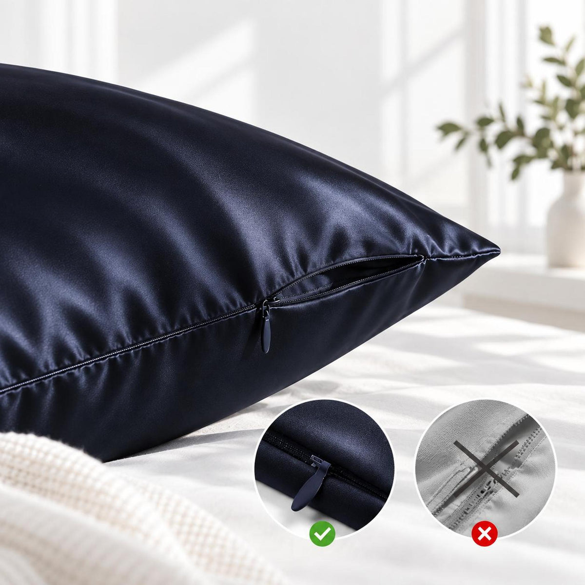 Mulberry Silk Pillowcase with Hidden Zipper Closure-Pillowcases-Glompi-Glompi
