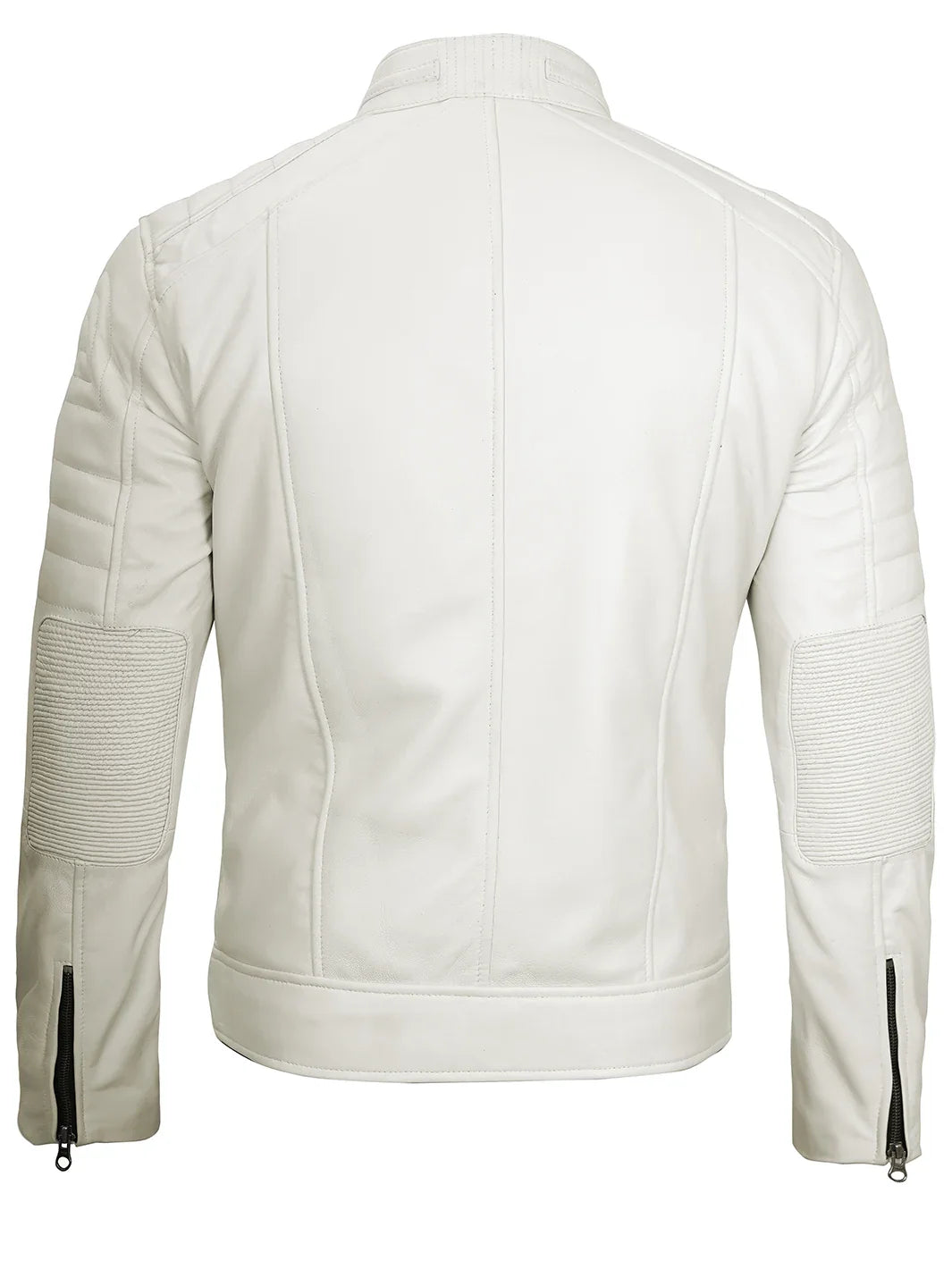 Off White Cafe Racer Leather Jacket for Men 4