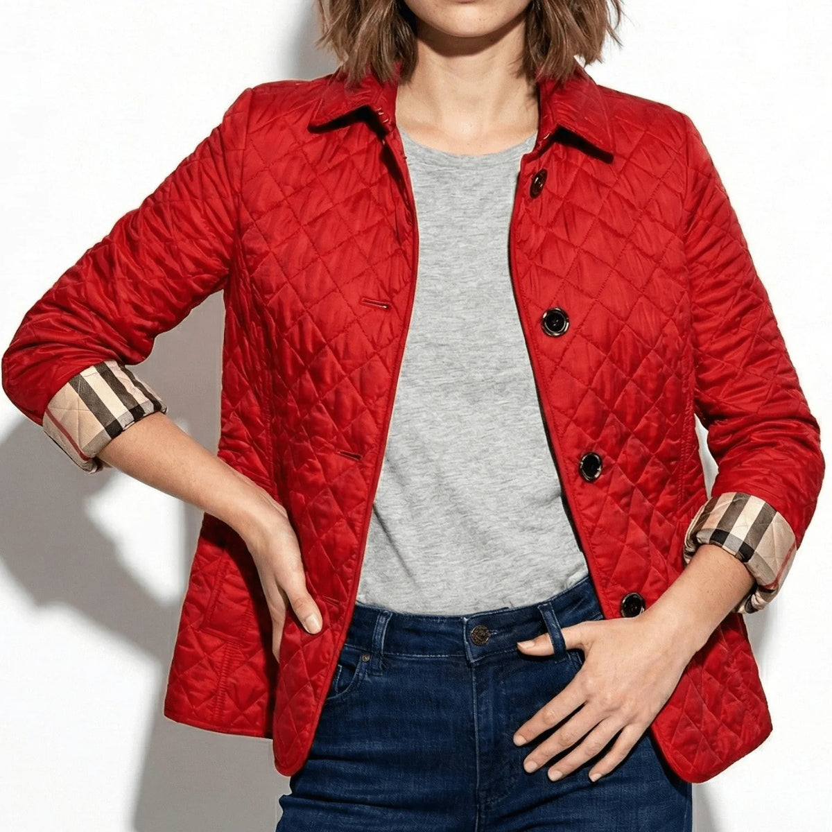 Olivia Women's Quilted Jacket with Button-Up Closure 7