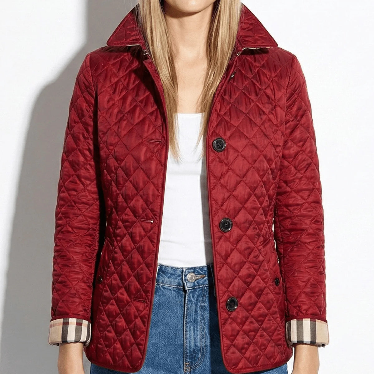 Olivia Women's Quilted Jacket with Button-Up Closure 8