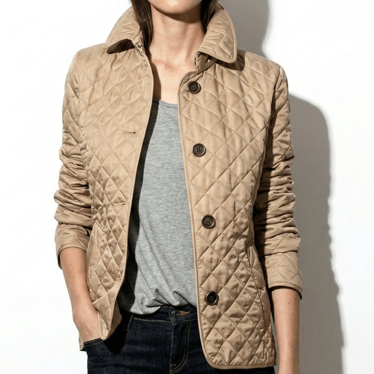 Olivia Women's Quilted Jacket with Button-Up Closure 9