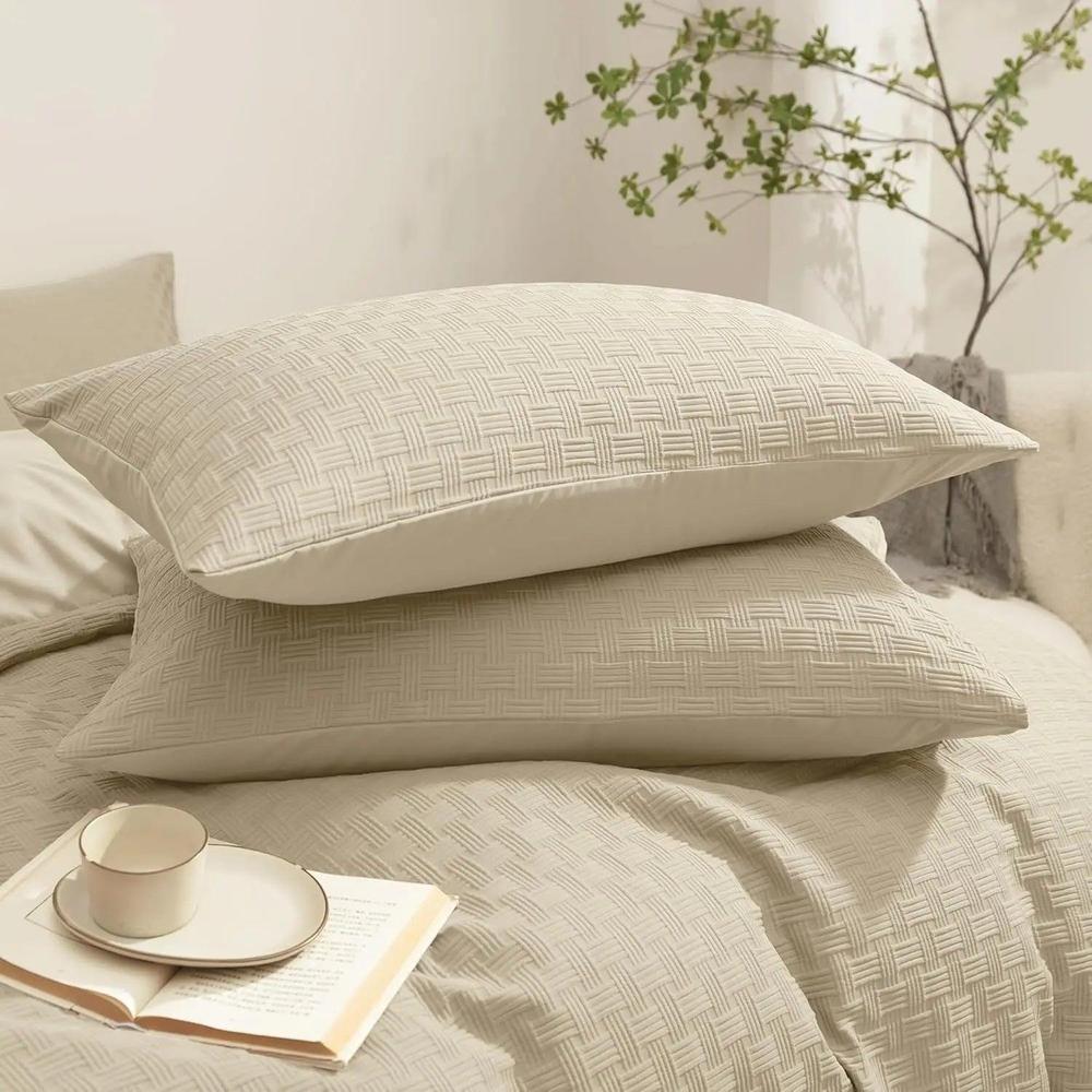 Original Jacquard Duvet Cover Set - Soft Microfiber Waffle Weave Design