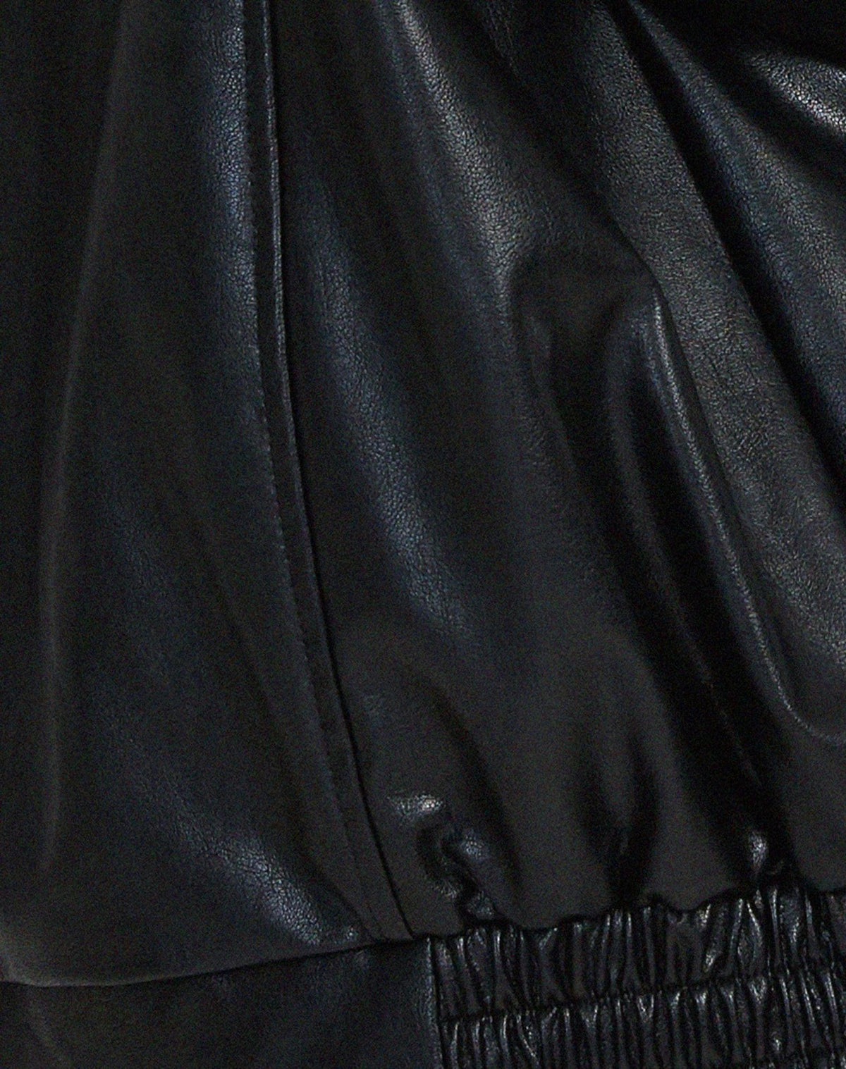 Oversized Faux Leather Bomber Jacket with Zip Closure 7