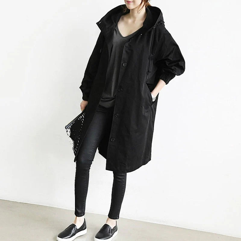 Oversized Hooded Trench Coat with Adjustable Collar 8