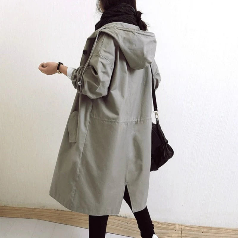 Oversized Hooded Trench Coat with Adjustable Collar 7
